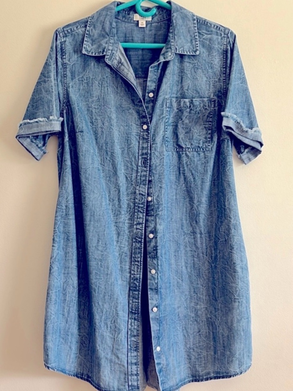 True Craft Blue Denim Short-Sleeve Shirt Dress